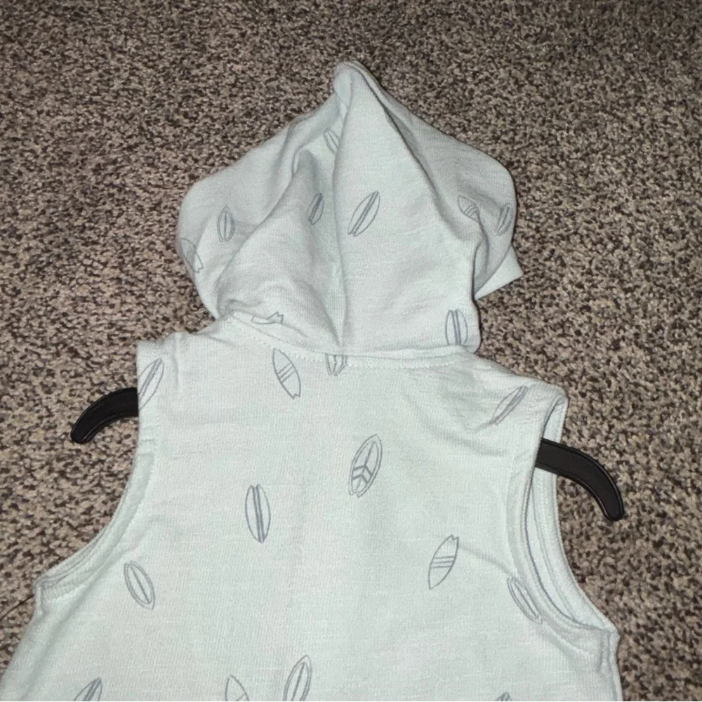 NEW! NWT Baby Boy Modern Moments Mint Green Hooded Romper Surfing Design 0-3 3-6